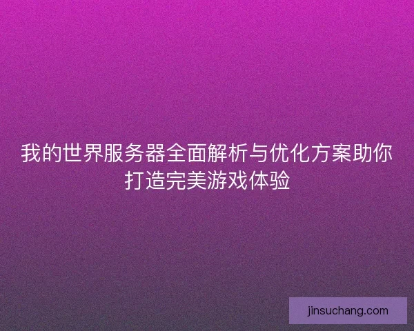 我的世界服务器全面解析与优化方案助你打造完美游戏体验